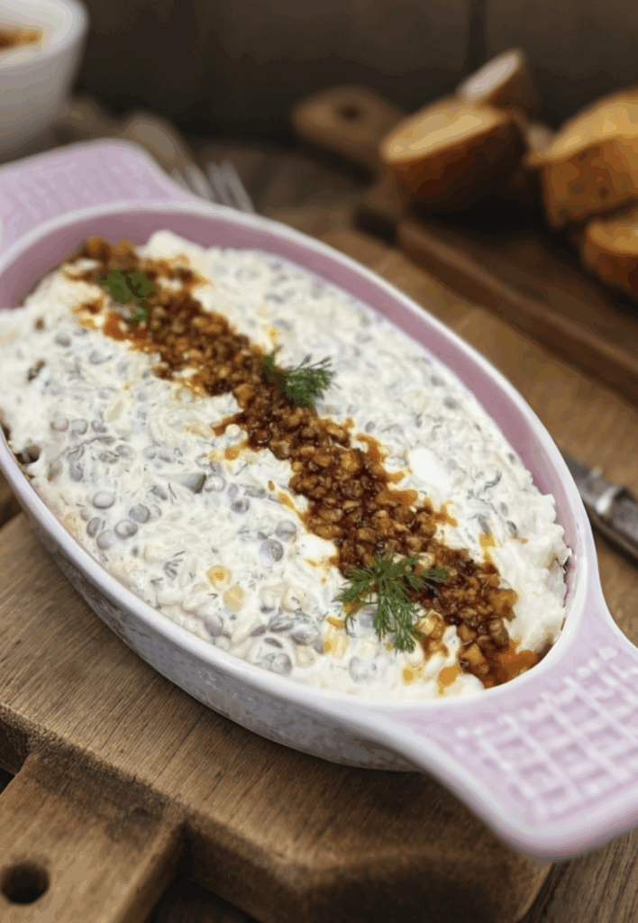 Yeşil mercimekli yoğurtlu şehriye salatası